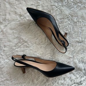 NIB Gianvito Rossi Black Kitten Heel Slingbacks
